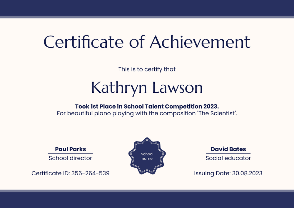 Simple and plain achievement certificate landscape Simple and plain achievement certificate landscape