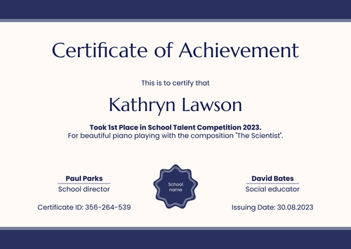 Simple and plain achievement certificate landscape Simple and plain achievement certificate landscape