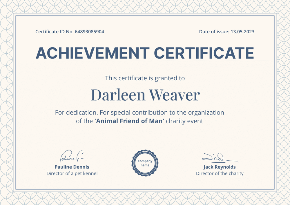 Formal and classy certificate of achievement landscape Formal and classy certificate of achievement landscape