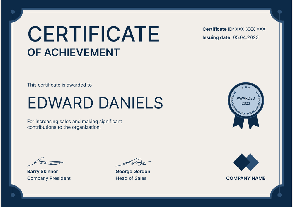Professional and modern certificate of achievement landscape Professional and modern certificate of achievement landscape