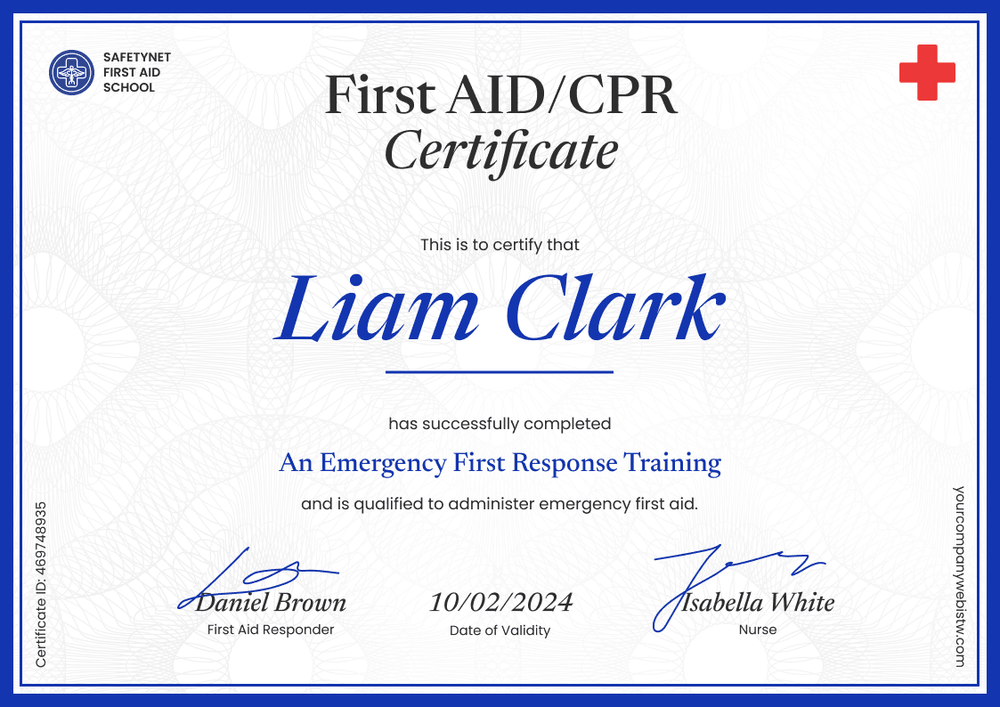 Professional and Simple First-Aid and CPR Certificate Template landscape Professional and Simple First-Aid and CPR Certificate Template landscape