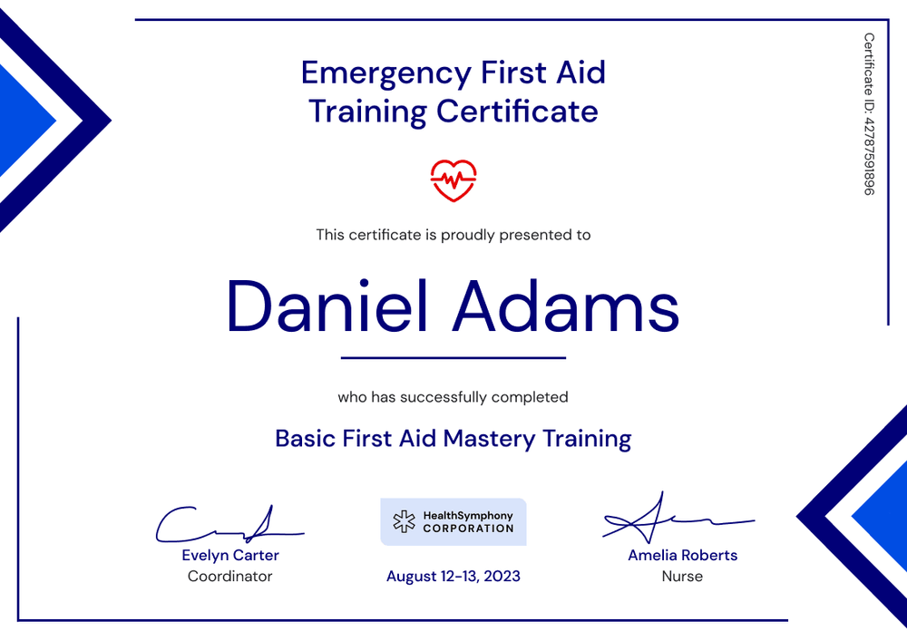 Professional and Geometric First-Aid and CPR Certificate Template landscape Professional and Geometric First-Aid and CPR Certificate Template landscape