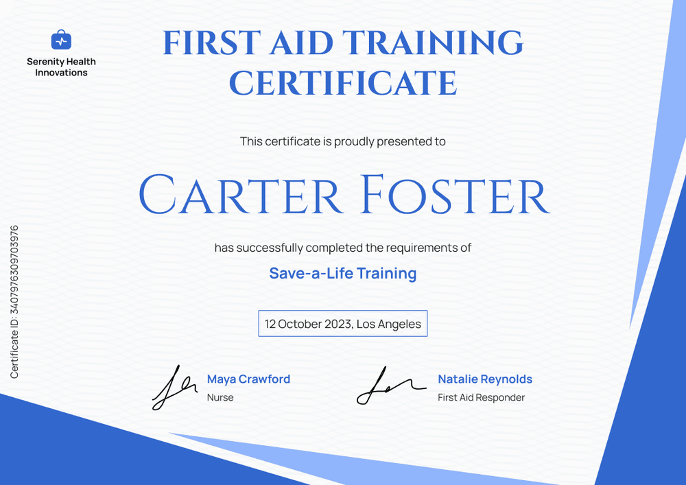 Elegant and Professional First-Aid and CPR Certificate Template landscape Elegant and Professional First-Aid and CPR Certificate Template landscape
