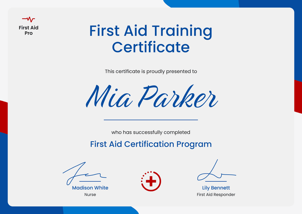 Polished and Professional First-Aid and CPR Certificate Template landscape Polished and Professional First-Aid and CPR Certificate Template landscape