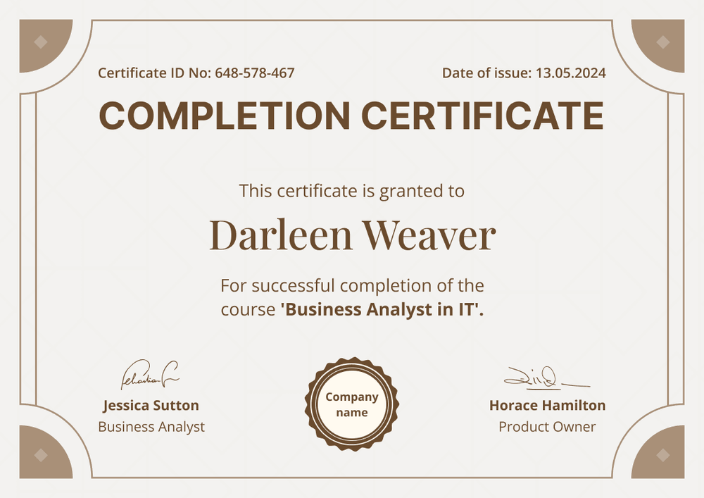 Classic and simple free certificate completion template landscape Classic and simple free certificate completion template landscape