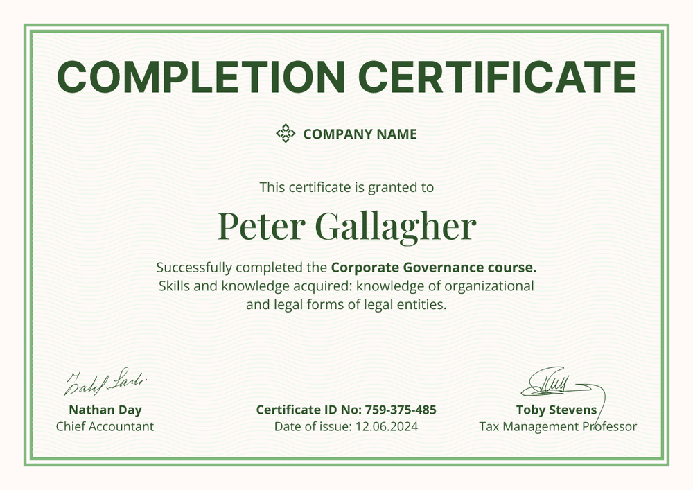 Simple and editable completion certificate template landscape Simple and editable completion certificate template landscape