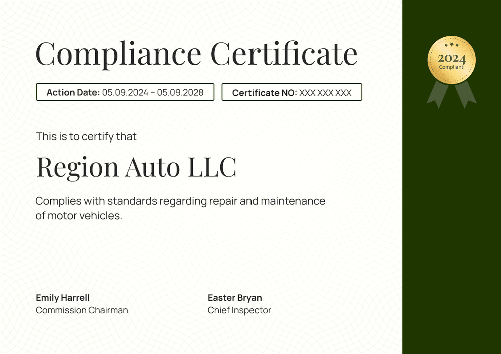 Eco-friendly and professional compliance certificate landscape Eco-friendly and professional compliance certificate landscape