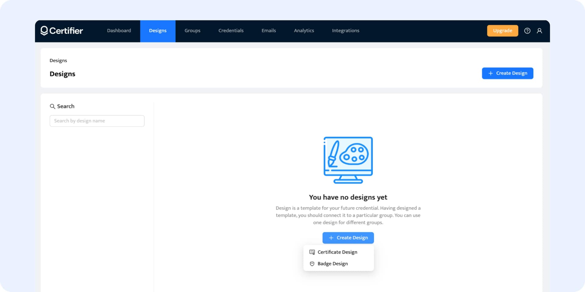 First step to create digital badge design in Certifier. First step to create digital badge design in Certifier.