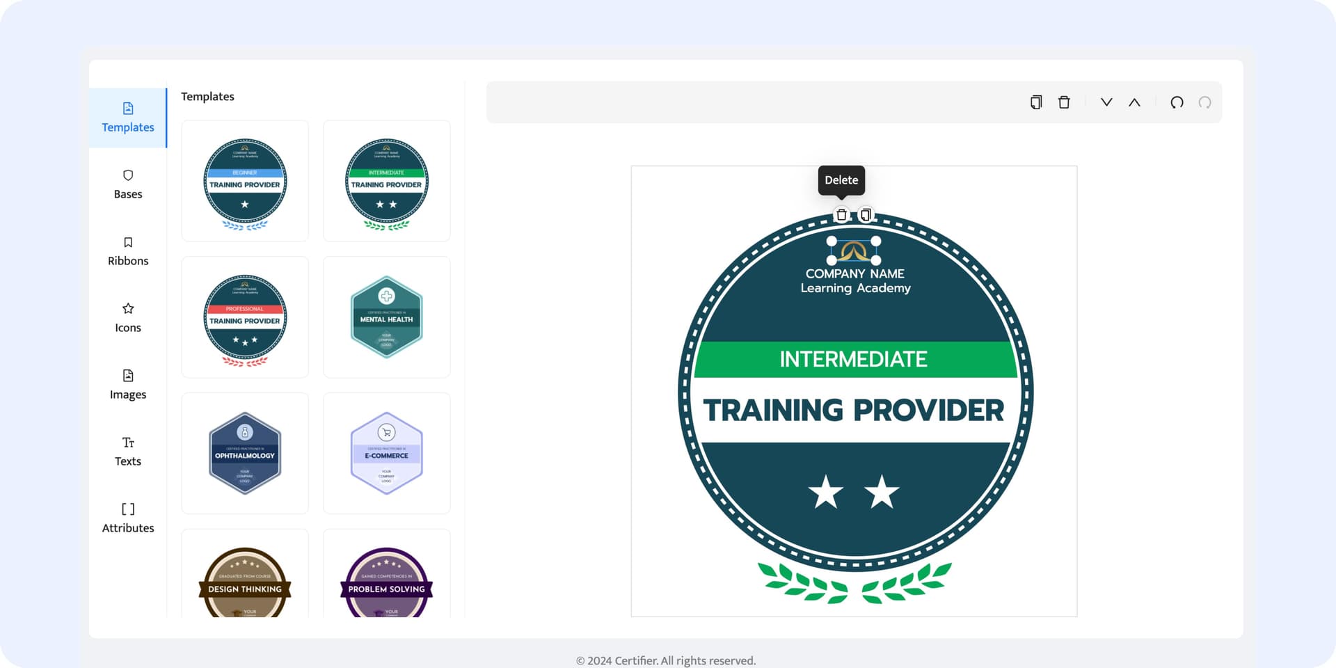 Removing elements from the badge design template. Removing elements from the badge design template.