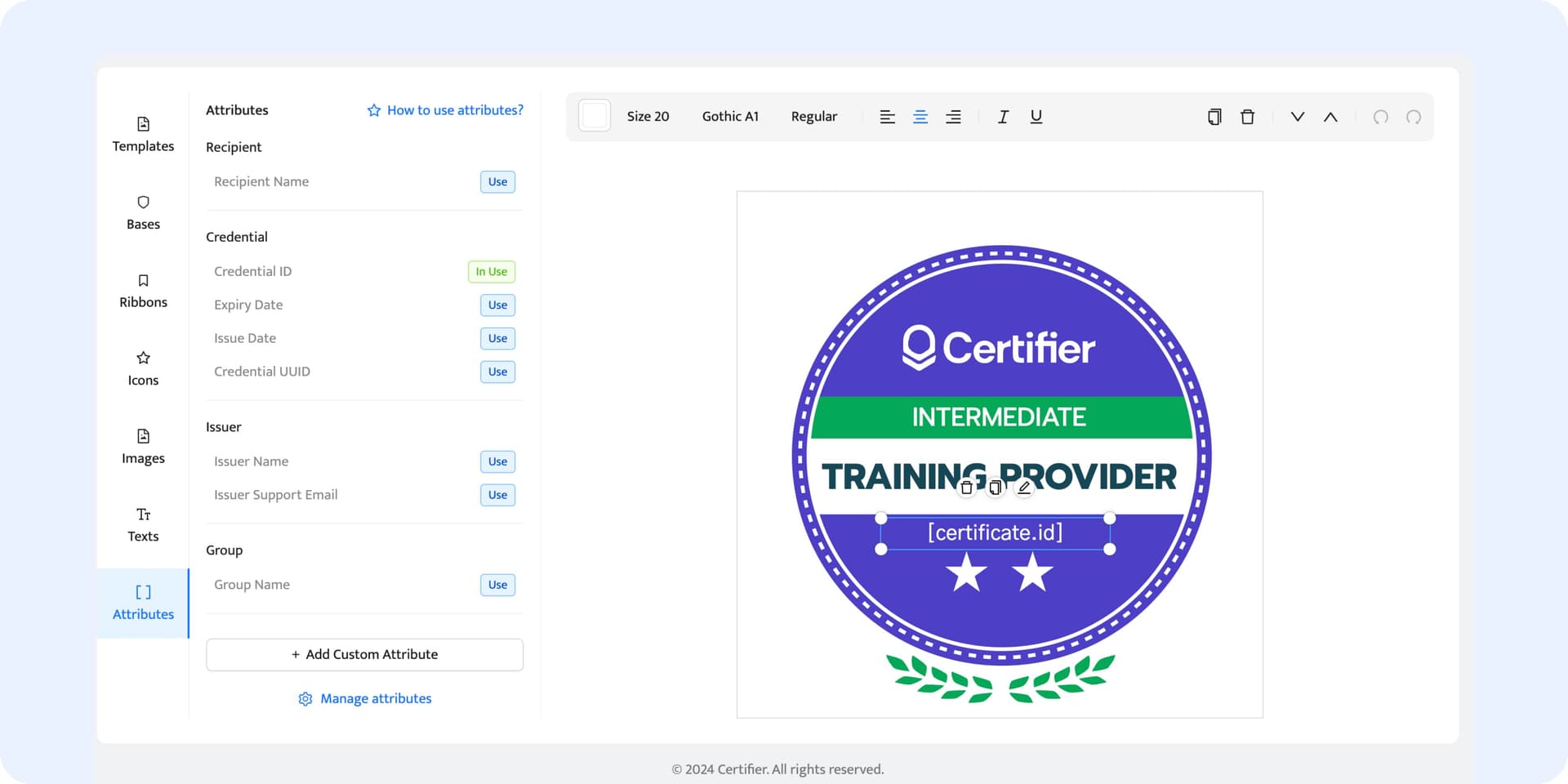 Adding dynamic attributes to the badge template. Adding dynamic attributes to the badge template.