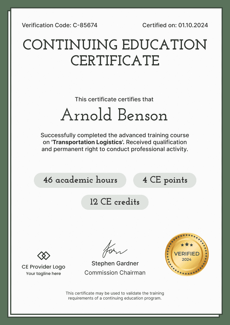 Organized and professional CE certificate template Organized and professional CE certificate template
