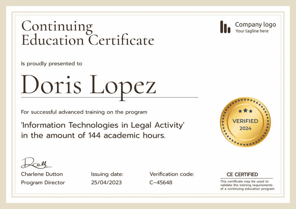 Timeless and professional Continuing Education certificate template landscape Timeless and professional Continuing Education certificate template landscape