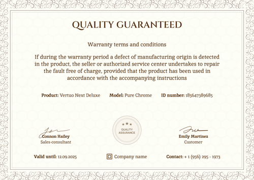 Simple and traditional warranty certificate template landscape Simple and traditional warranty certificate template landscape
