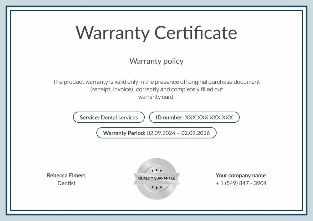 Professional and simple warranty certificate template landscape Professional and simple warranty certificate template landscape