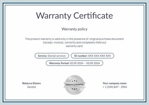 Professional and simple warranty certificate template landscape Professional and simple warranty certificate template landscape
