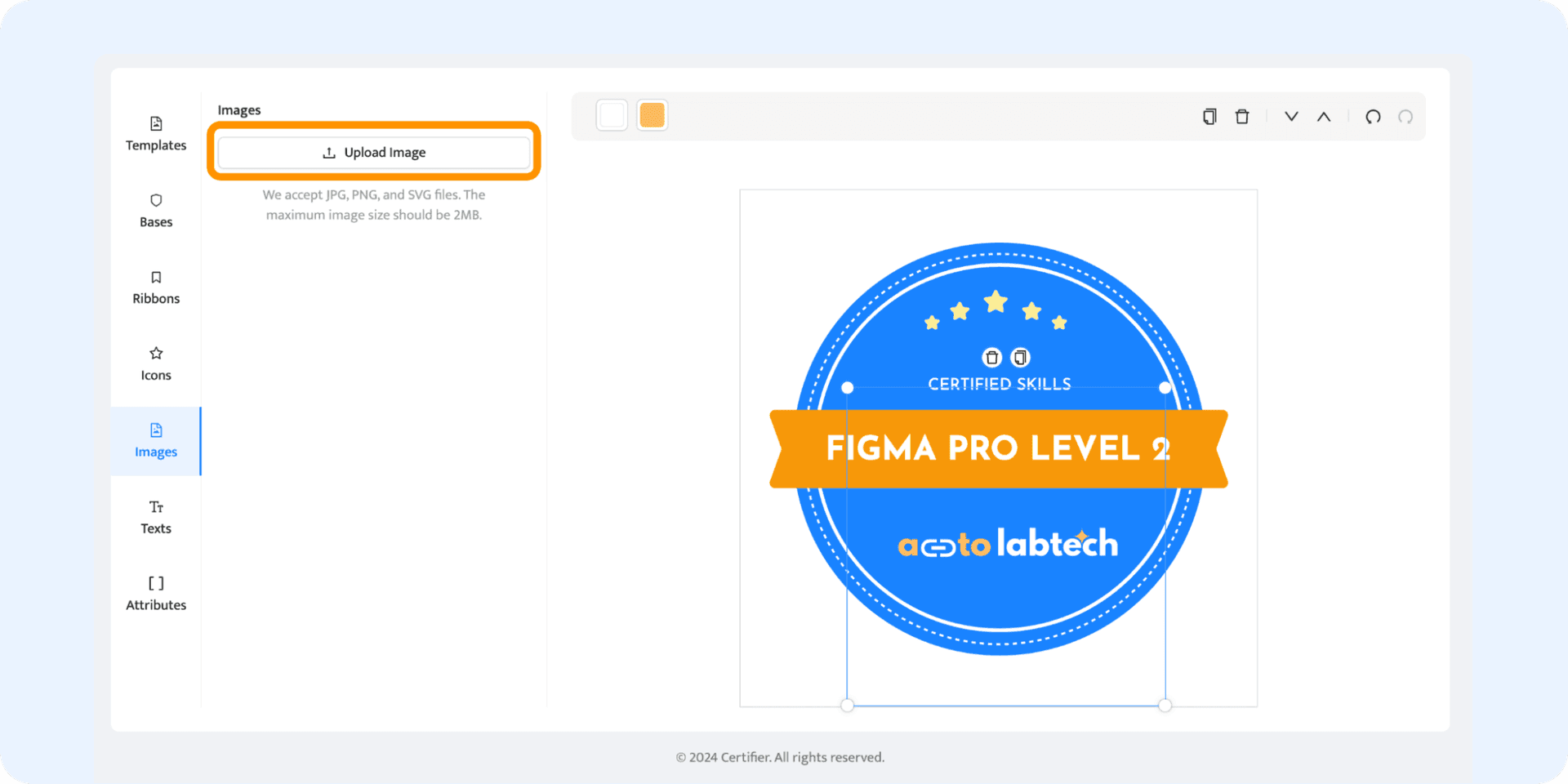 Uploading the company's logo to Certifier. Uploading the company's logo to Certifier.
