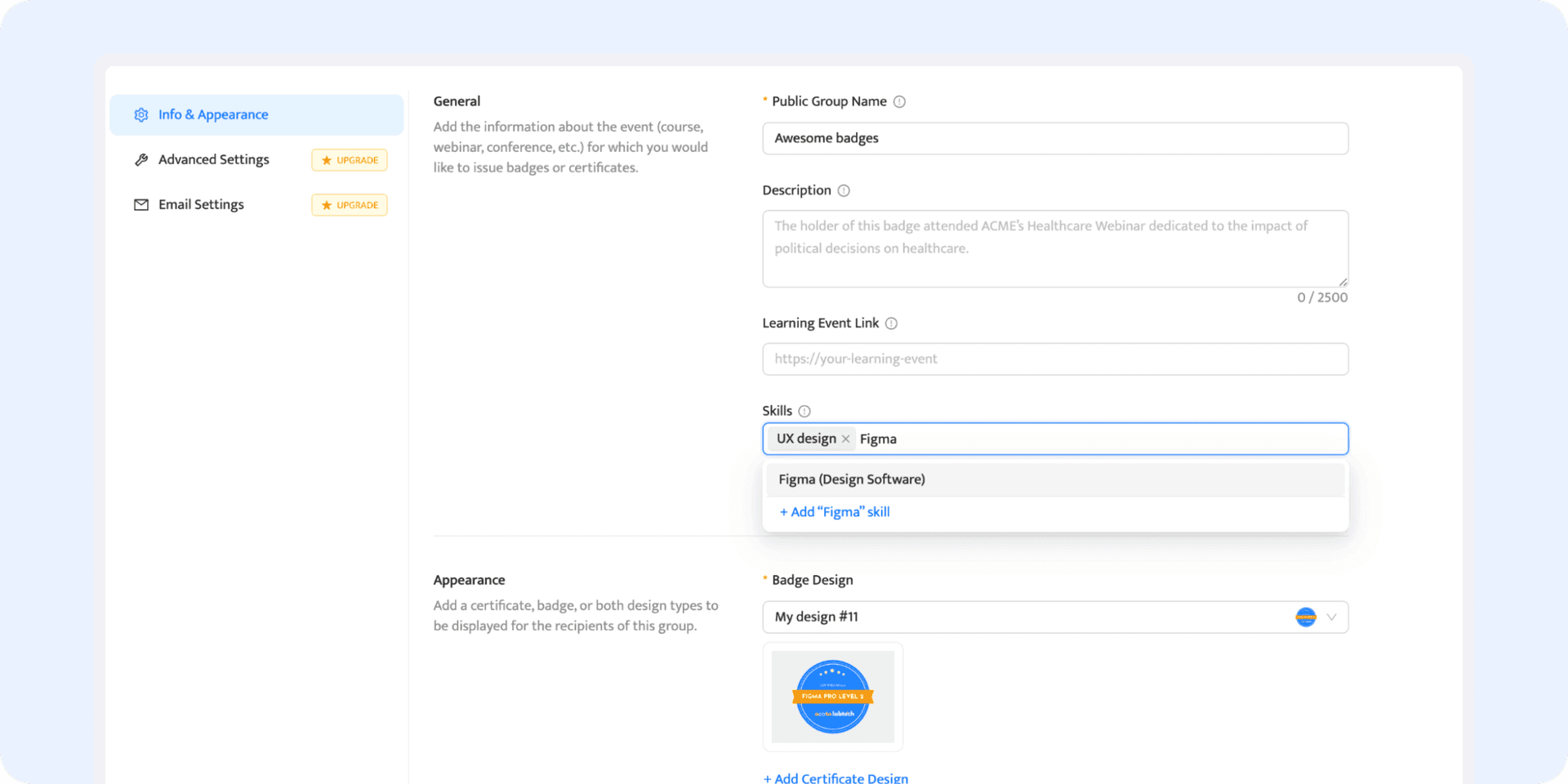 Setting up the skill tags in the Certifier dashboard. Setting up the skill tags in the Certifier dashboard.