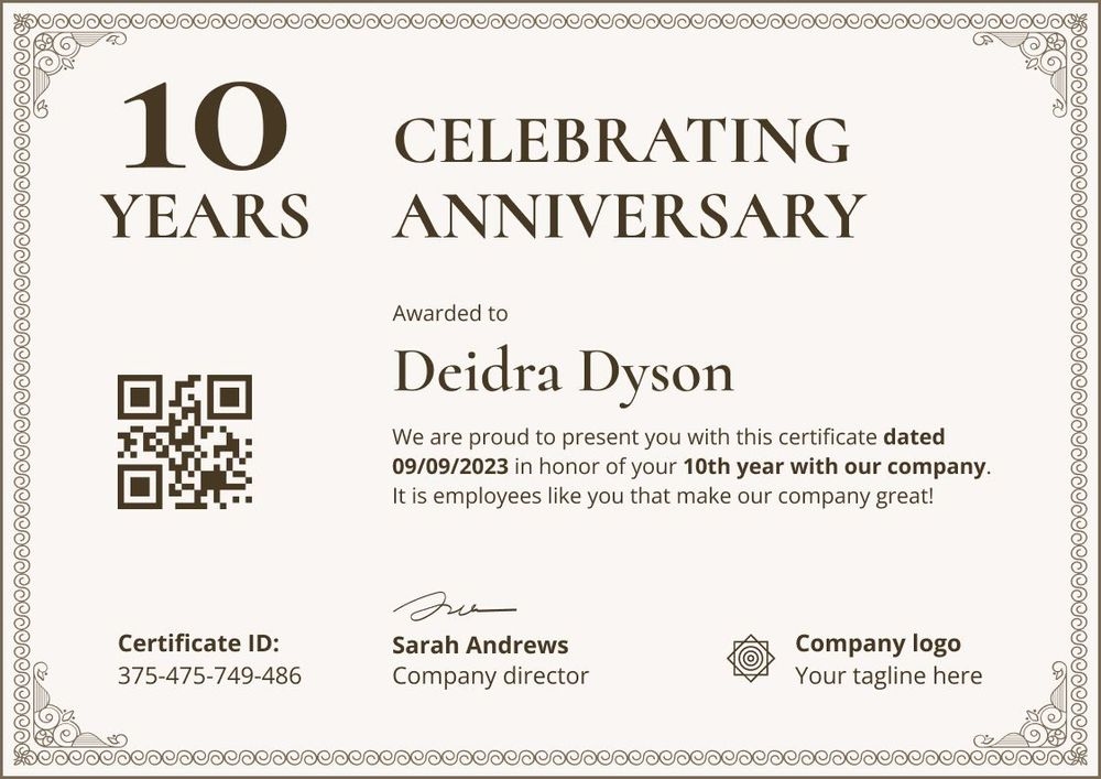 Simple and tweaked work anniversary certificate template landscape Simple and tweaked work anniversary certificate template landscape