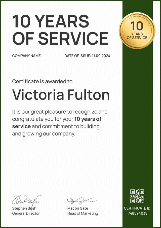 Professional and outstanding work anniversary certificate template Professional and outstanding work anniversary certificate template