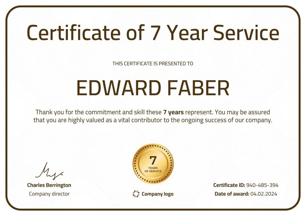 Minimalistic and professional work anniversary certificate landscape Minimalistic and professional work anniversary certificate landscape