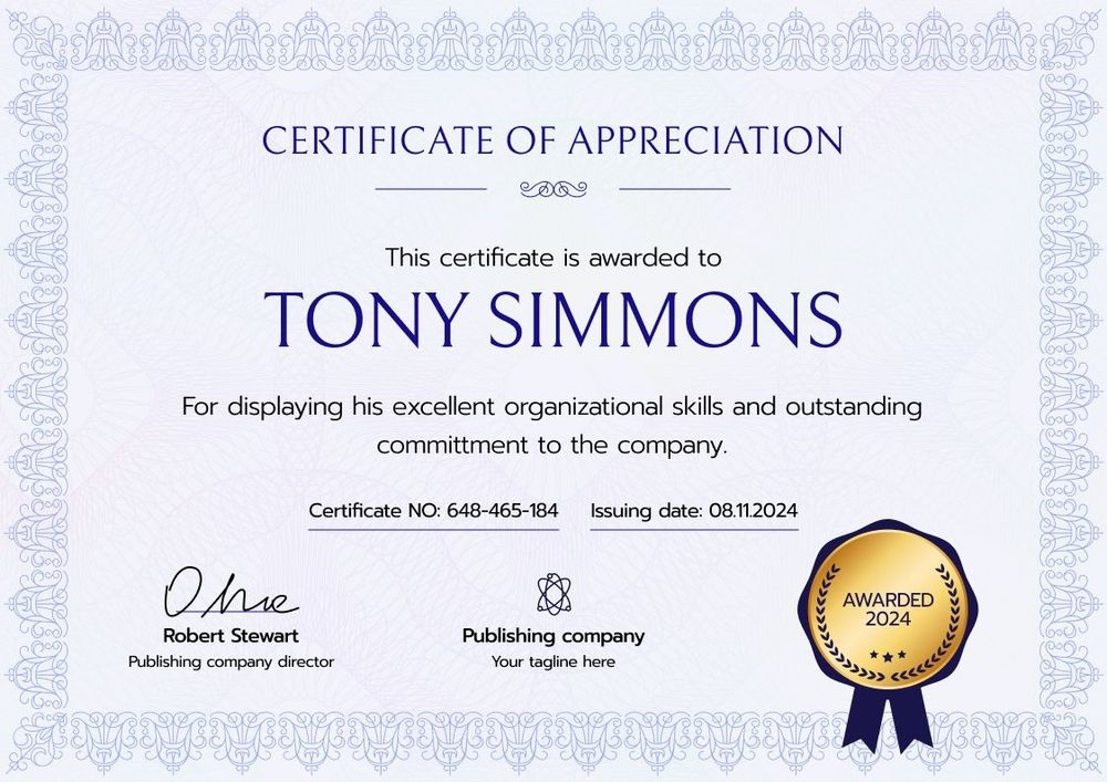 Fancy and professional certificate of appreciation template landscape Fancy and professional certificate of appreciation template landscape