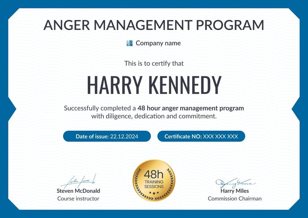 Bright and professional anger management certificate template landscape Bright and professional anger management certificate template landscape