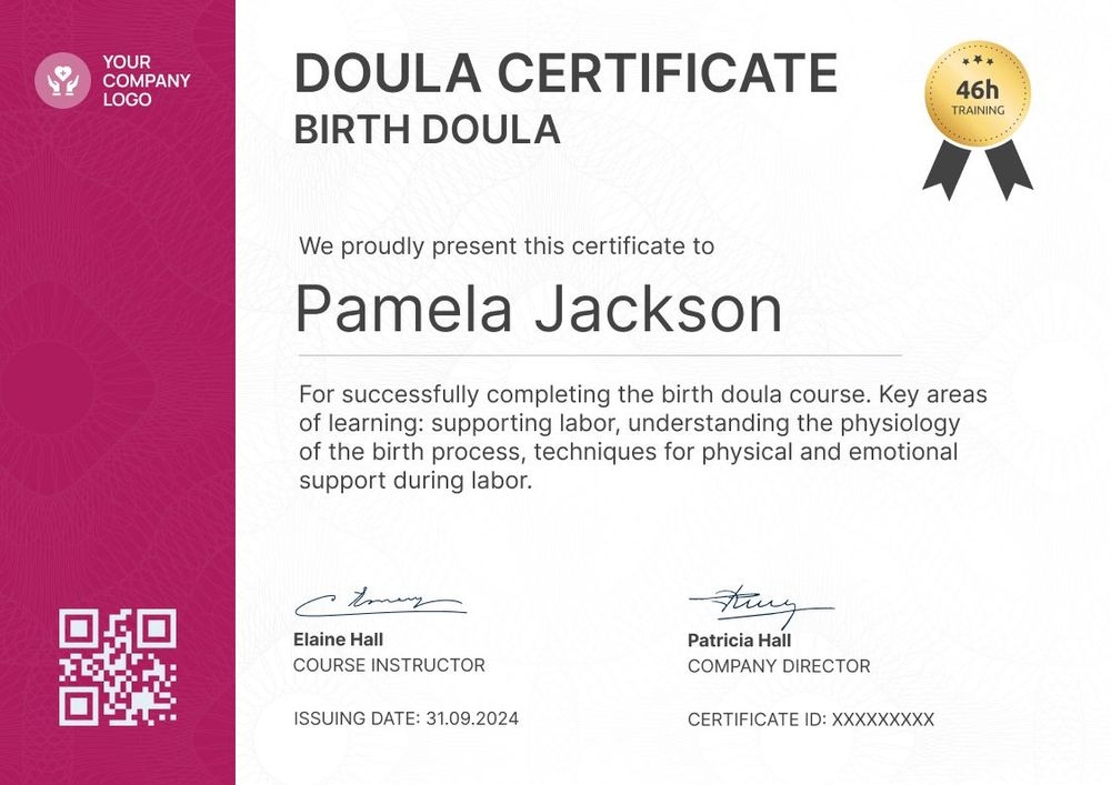 Vibrant and professional doula certificate template landscape Vibrant and professional doula certificate template landscape