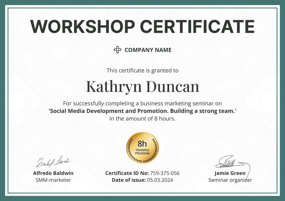 Flexible and professional workshop certificate template landscape Flexible and professional workshop certificate template landscape