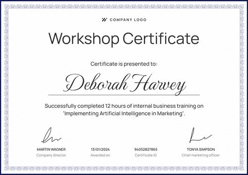 Classic and professional workshop certificate template landscape Classic and professional workshop certificate template landscape
