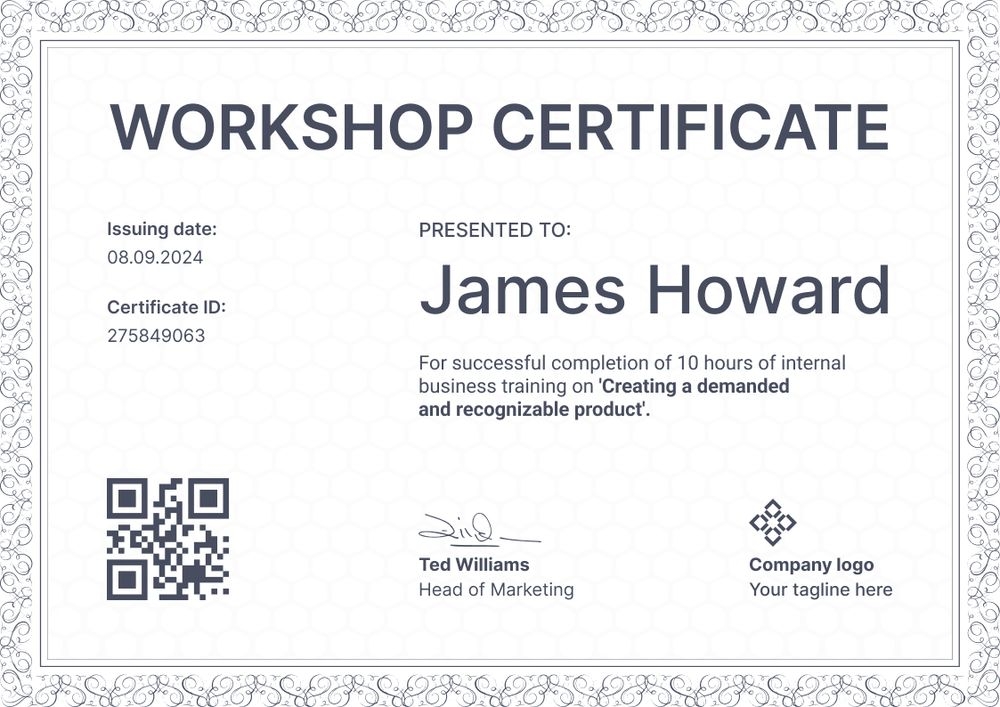Fancy and professional workshop certificate template landscape Fancy and professional workshop certificate template landscape