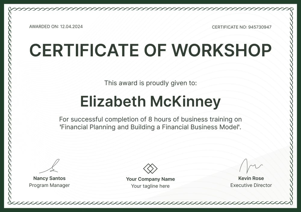 Plain and professional workshop certificate template landscape Plain and professional workshop certificate template landscape