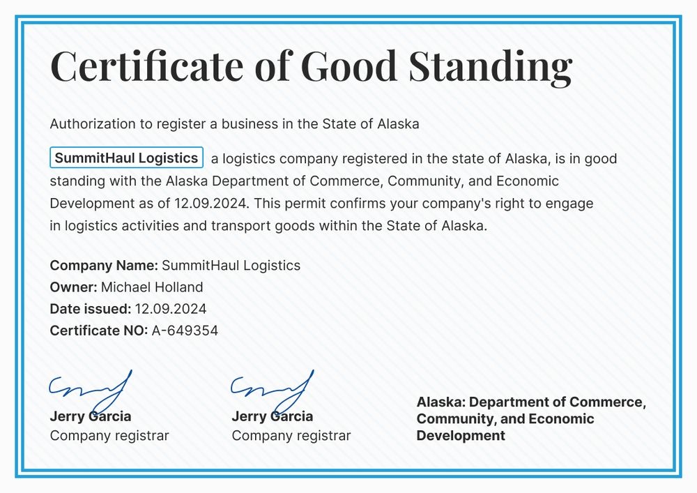 Authentic and professional certificate of good standing template landscape Authentic and professional certificate of good standing template landscape