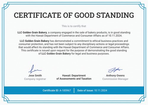 Trustworthy and professional certificate of good standing template landscape Trustworthy and professional certificate of good standing template landscape