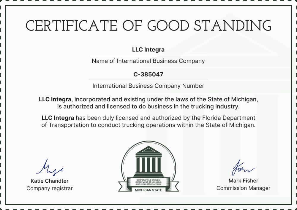 Recognizable and professional certificate of good standing template landscape Recognizable and professional certificate of good standing template landscape