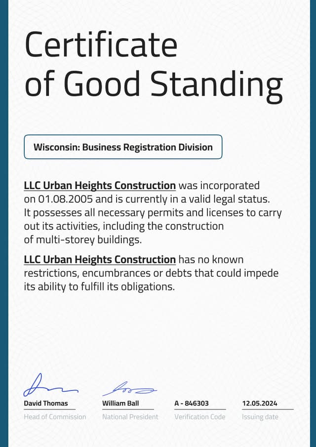 Elegant and professional certificate of good standing template Elegant and professional certificate of good standing template