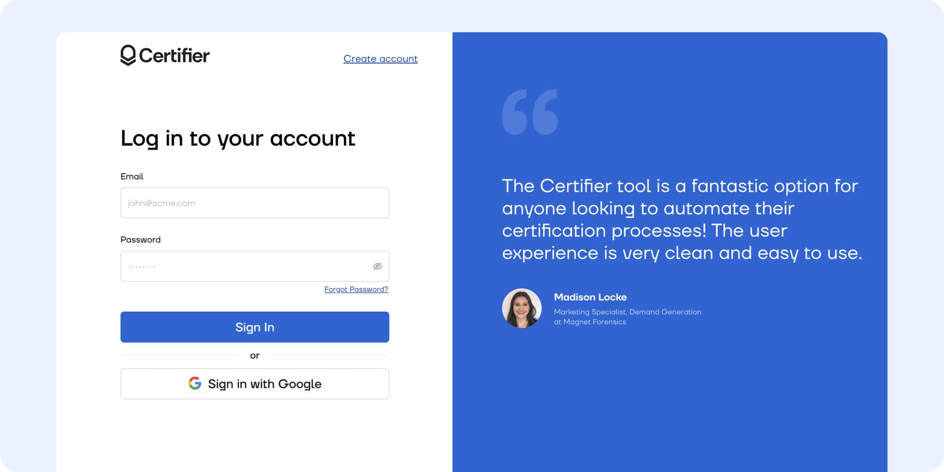 Sign up page to Certifier to create certificates with QR codes. Sign up page to Certifier to create certificates with QR codes.