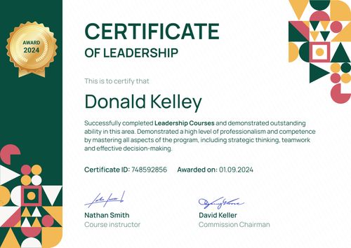 Artsy and professional leadership certificate template landscape Artsy and professional leadership certificate template landscape