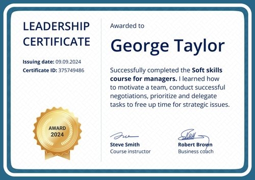 Framed and professional leadership certificate template landscape Framed and professional leadership certificate template landscape