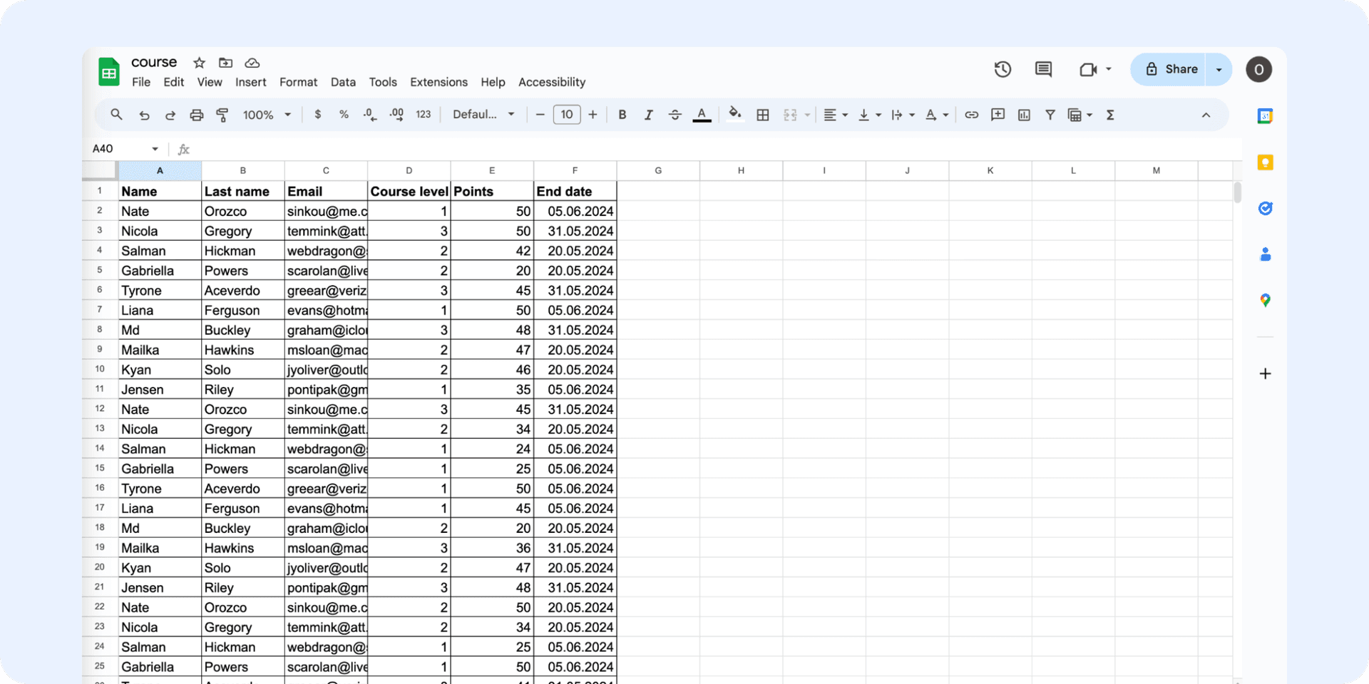 Preparing the spreadsheet to generate certificates in bulk. Preparing the spreadsheet to generate certificates in bulk.