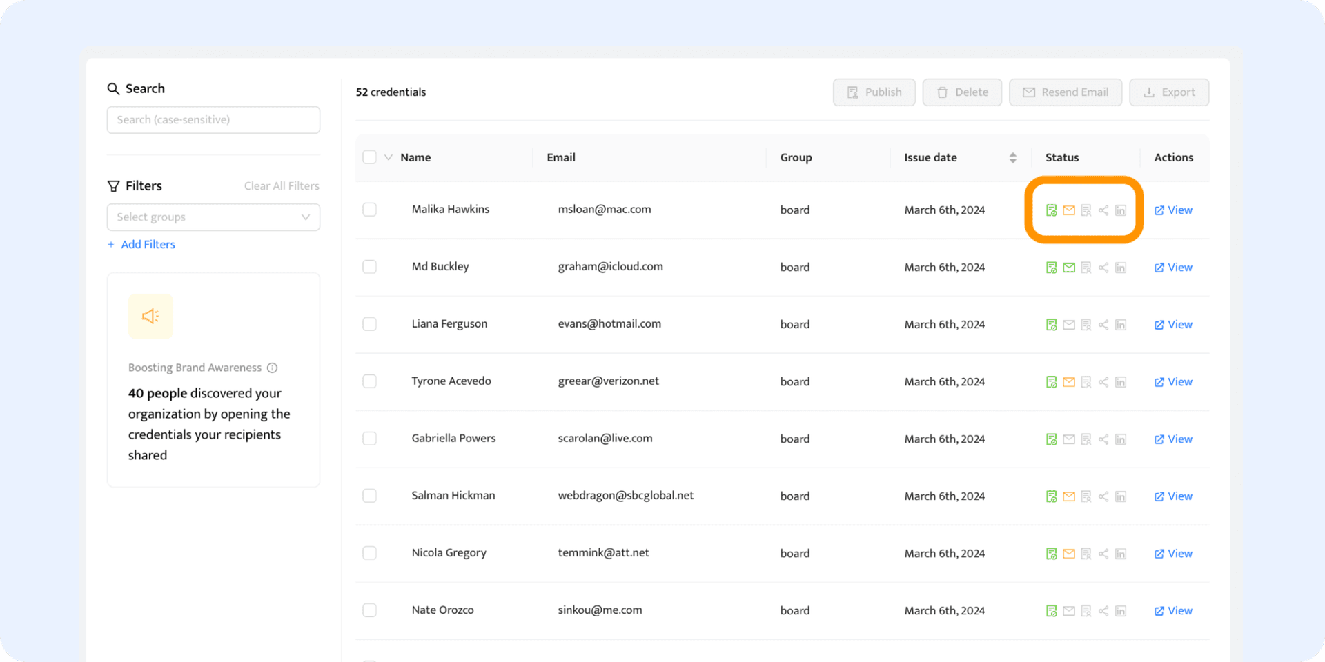 Tracking the certificate status within the Certifier dashboard. Tracking the certificate status within the Certifier dashboard.
