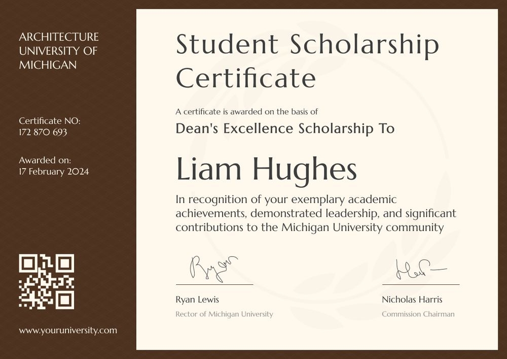 Dignified and professional scholarship certificate template landscape Dignified and professional scholarship certificate template landscape