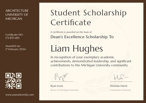Dignified and professional scholarship certificate template landscape Dignified and professional scholarship certificate template landscape