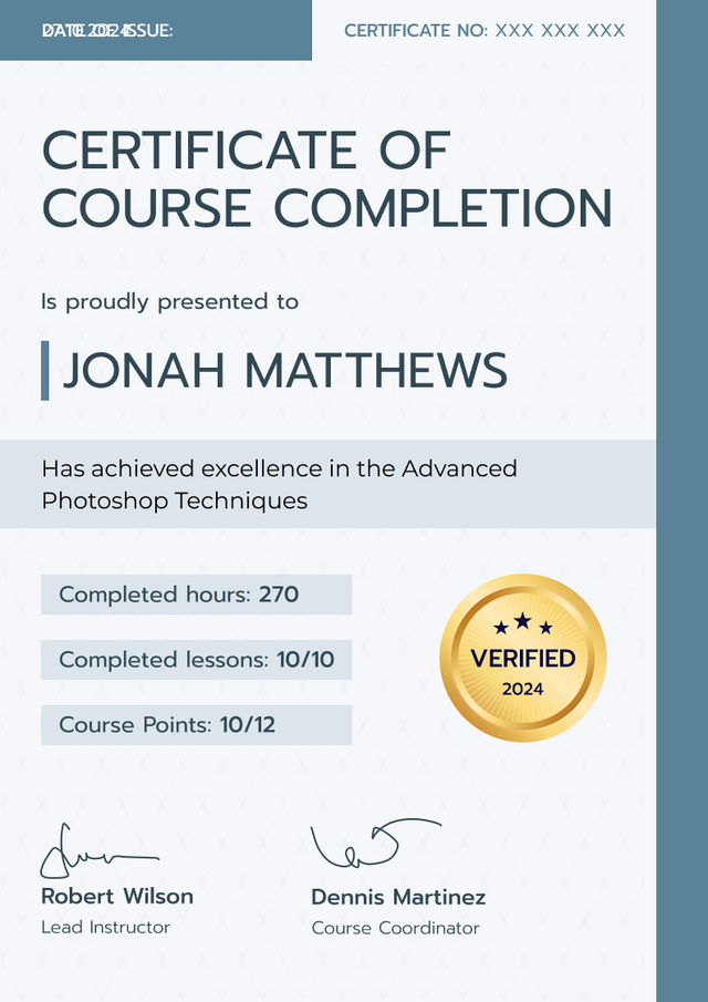 Versatile and professional course certificate template Versatile and professional course certificate template
