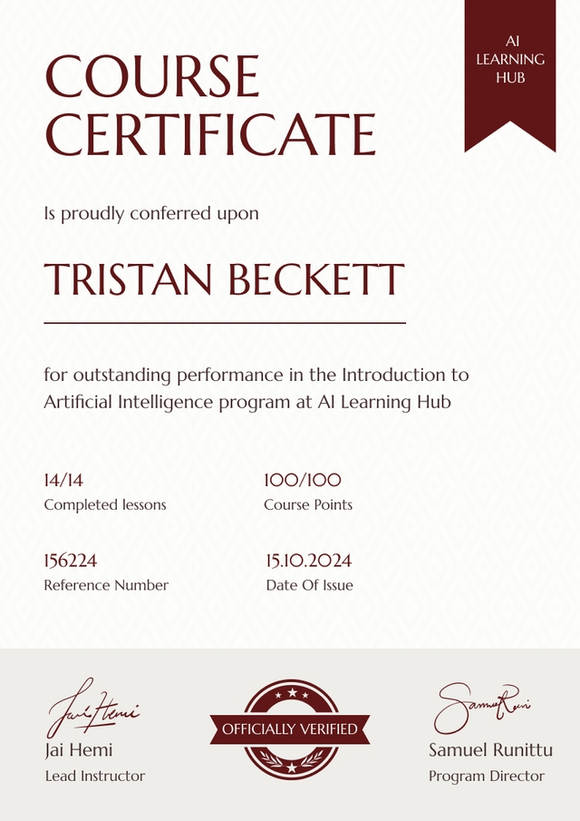 Neat and professional course certificate template Neat and professional course certificate template