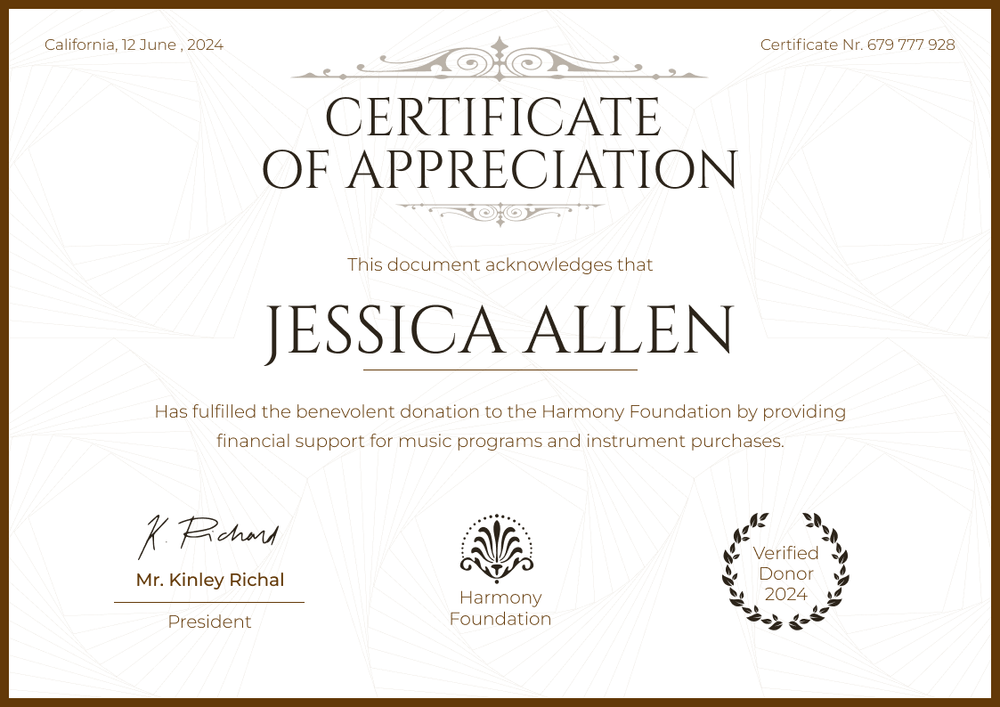 Simple and professional donation certificate template landscape Simple and professional donation certificate template landscape