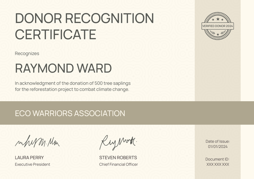 Organized and professional donation certificate template landscape Organized and professional donation certificate template landscape