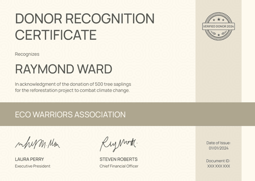 Organized and professional donation certificate template landscape Organized and professional donation certificate template landscape