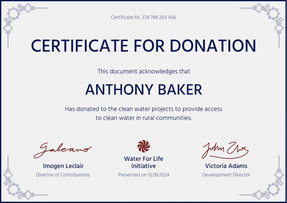 Stylish and formal donation certificate template landscape Stylish and formal donation certificate template landscape