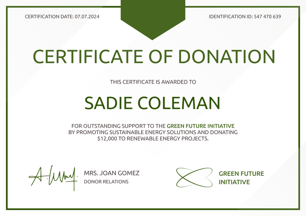Ecological and formal donation certificate template landscape Ecological and formal donation certificate template landscape