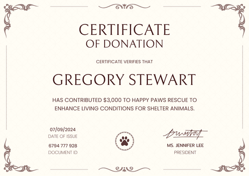 Timeless and formal donation certificate template landscape Timeless and formal donation certificate template landscape